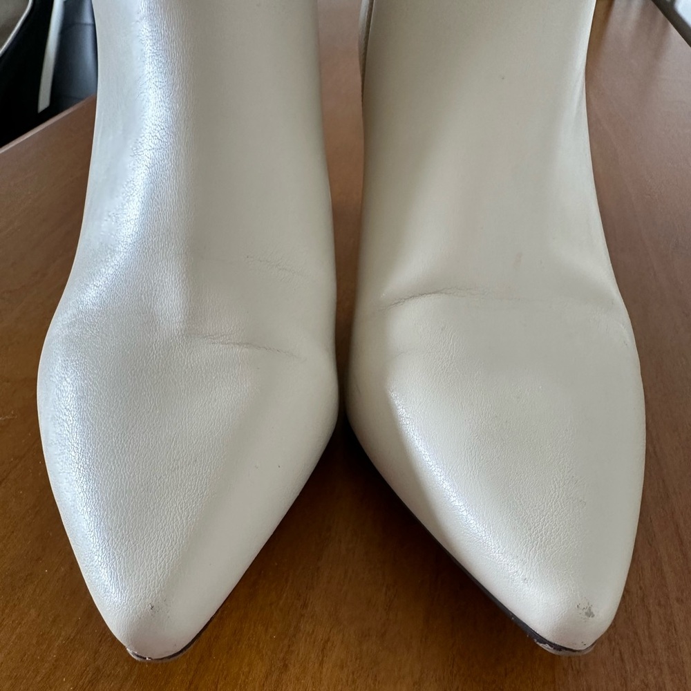Unisa Cream Kitten Heel Foux Leather Side Zipper Ankle Booties- Chic & Timeless - Picture 5 of 9